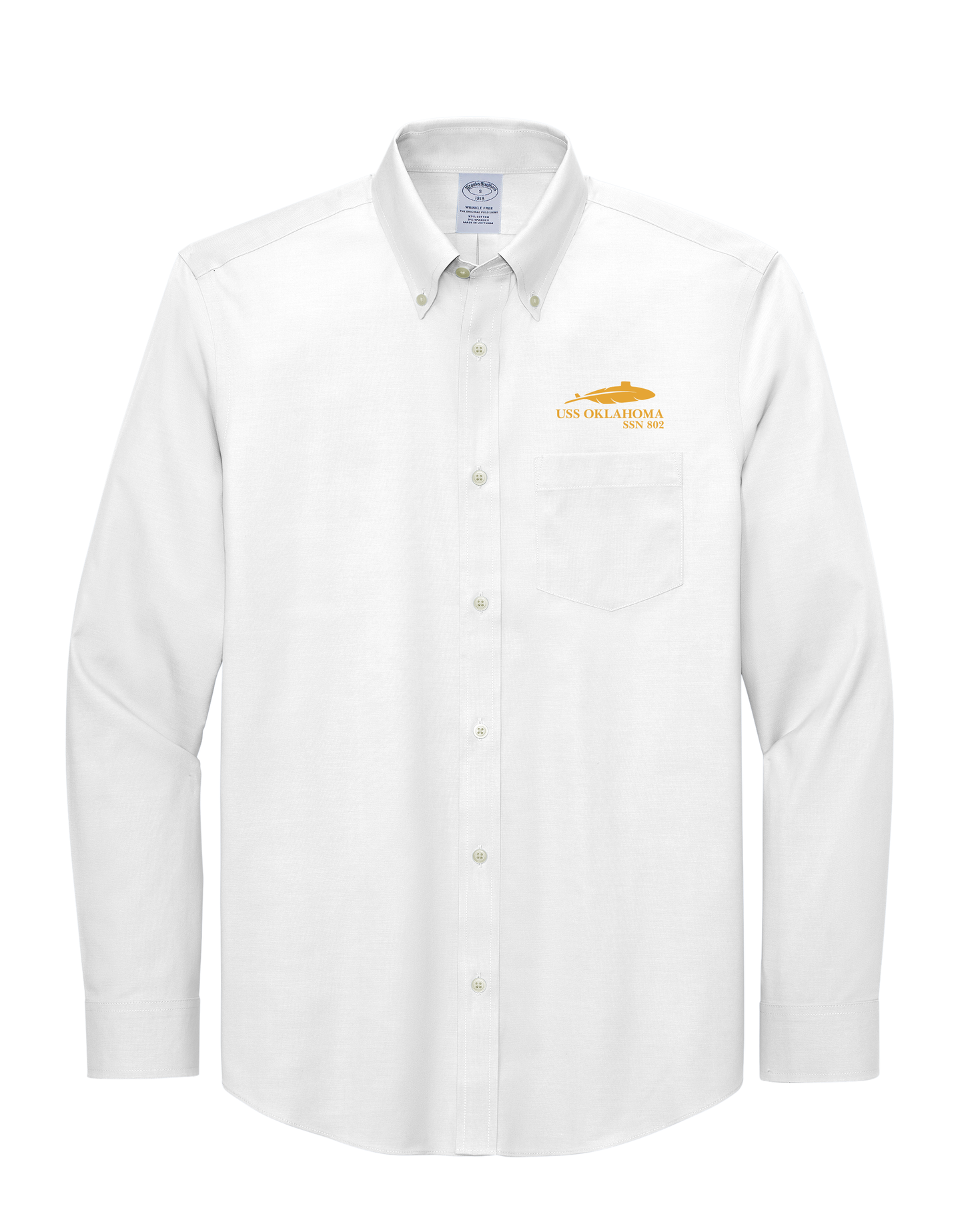 USS OKLAHOMA Men’s Brooks Brothers® Wrinkle-Free Stretch Pinpoint Shirt (BB18000)