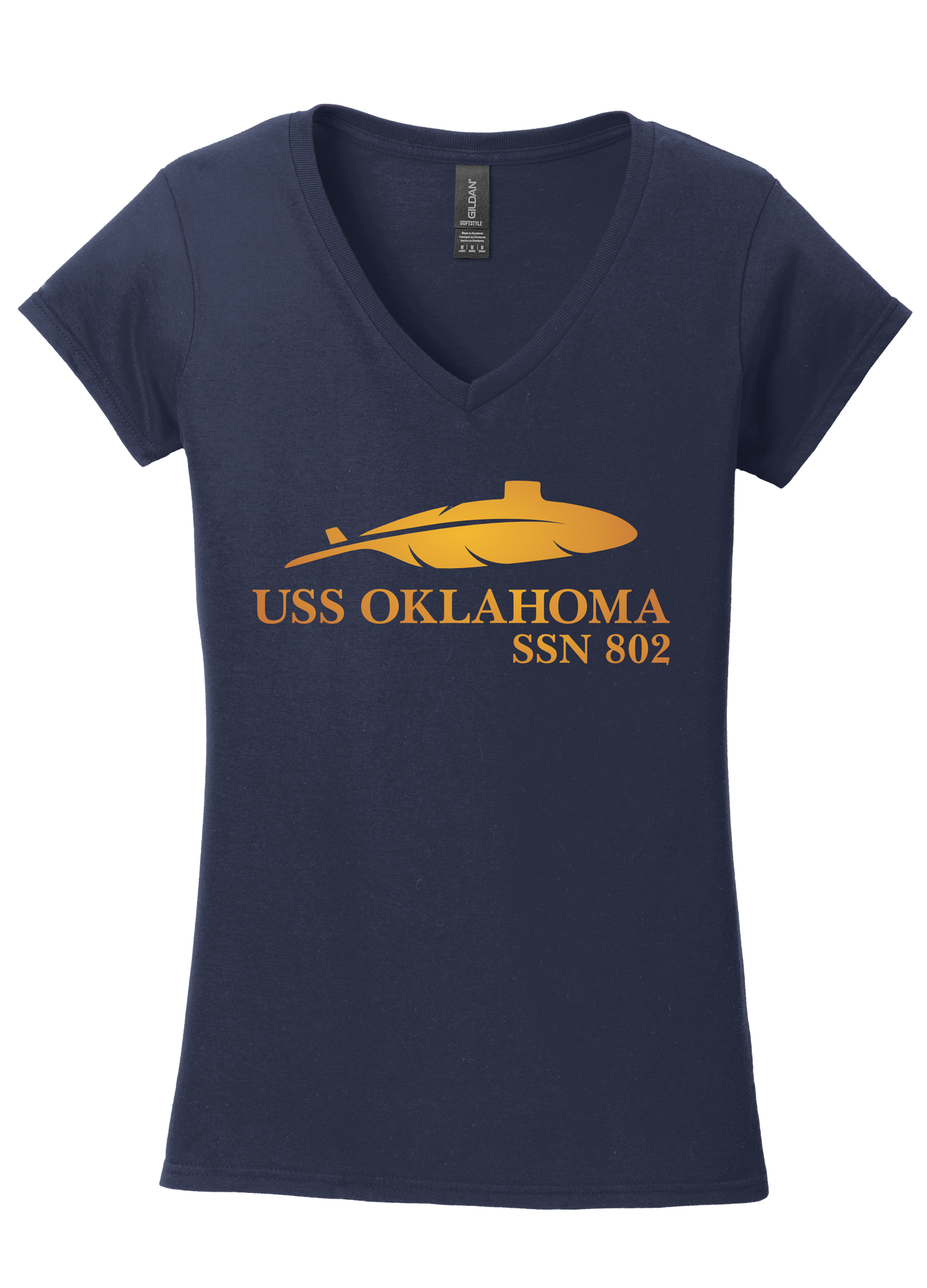 USS OKLAHOMA Gildan Softstyle® Women's Fit V-Neck T-Shirt (64V00L)