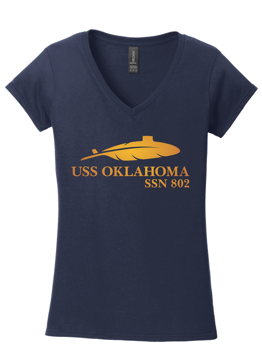 USS OKLAHOMA Gildan Softstyle® Women's Fit V-Neck T-Shirt (64V00L)